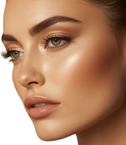 Model showcasing permanent makeup results